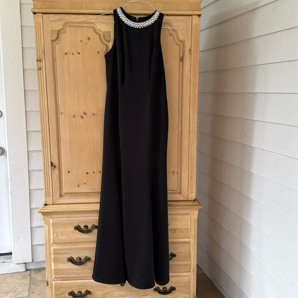 Ieena for Mac Duggal Black Crystal Neck Trumpet Gown - worn once - size 4